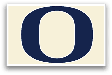 A blue and white oval with a blue outline. Description generated by AI