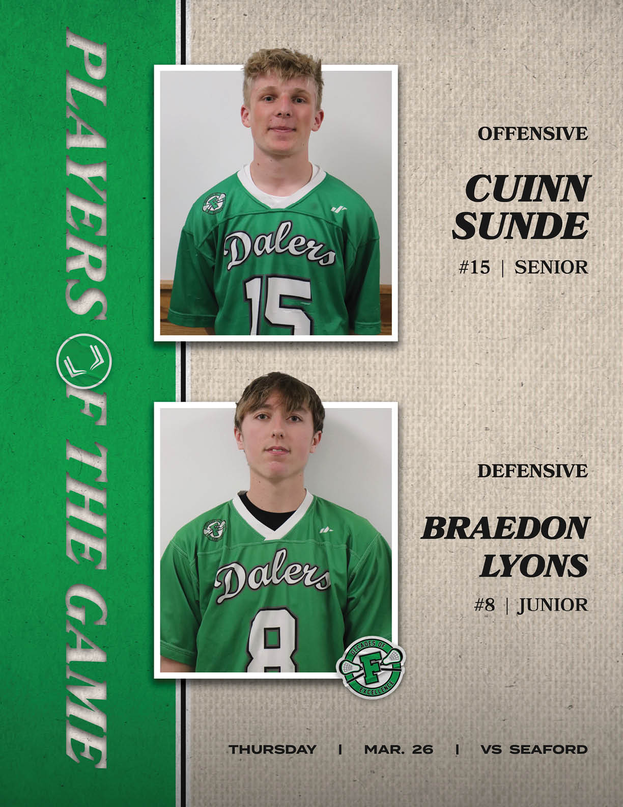 Two boys wearing green jerseys. Description generated by AI