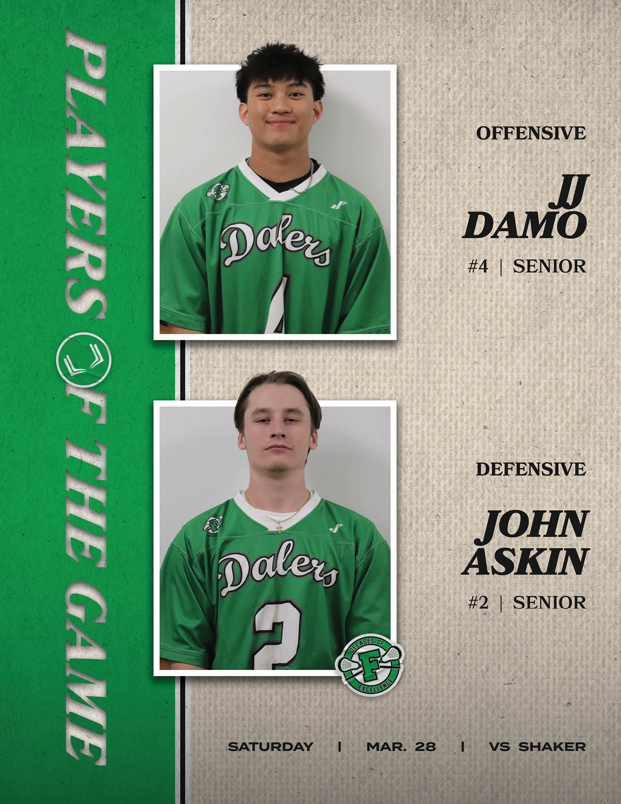 A green and white jersey with the number 2 on it. Description generated by AI