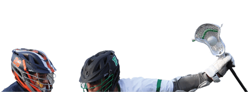 A man wearing a blue shirt and black shorts is playing lacrosse. Description generated by AI