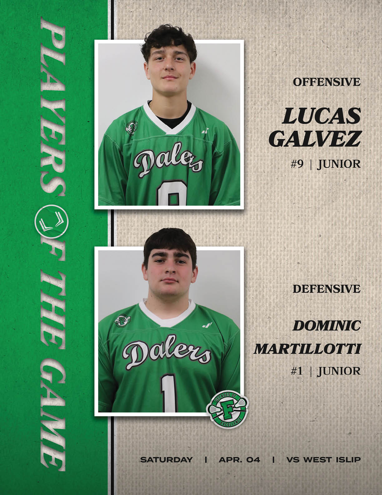 Two men wearing green jerseys. Description generated by AI