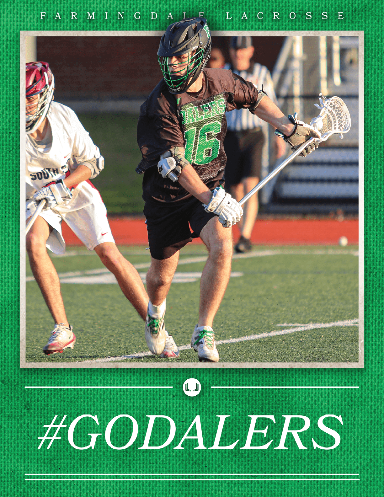 A man wearing a green and black jersey with the number 16 on it. Description generated by AI