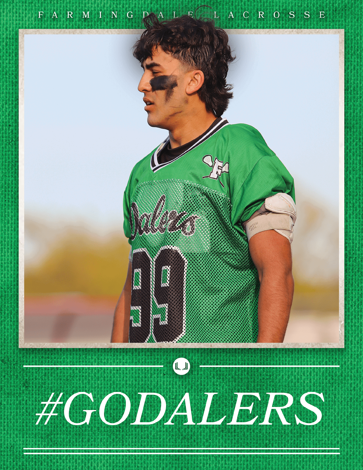 A man wearing a green jersey with the number 93 on it. Description generated by AI