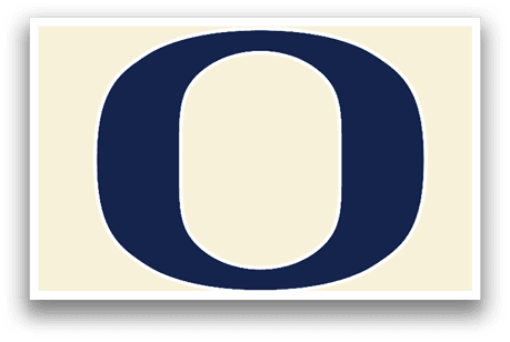 A blue and white letter O. Description generated by AI