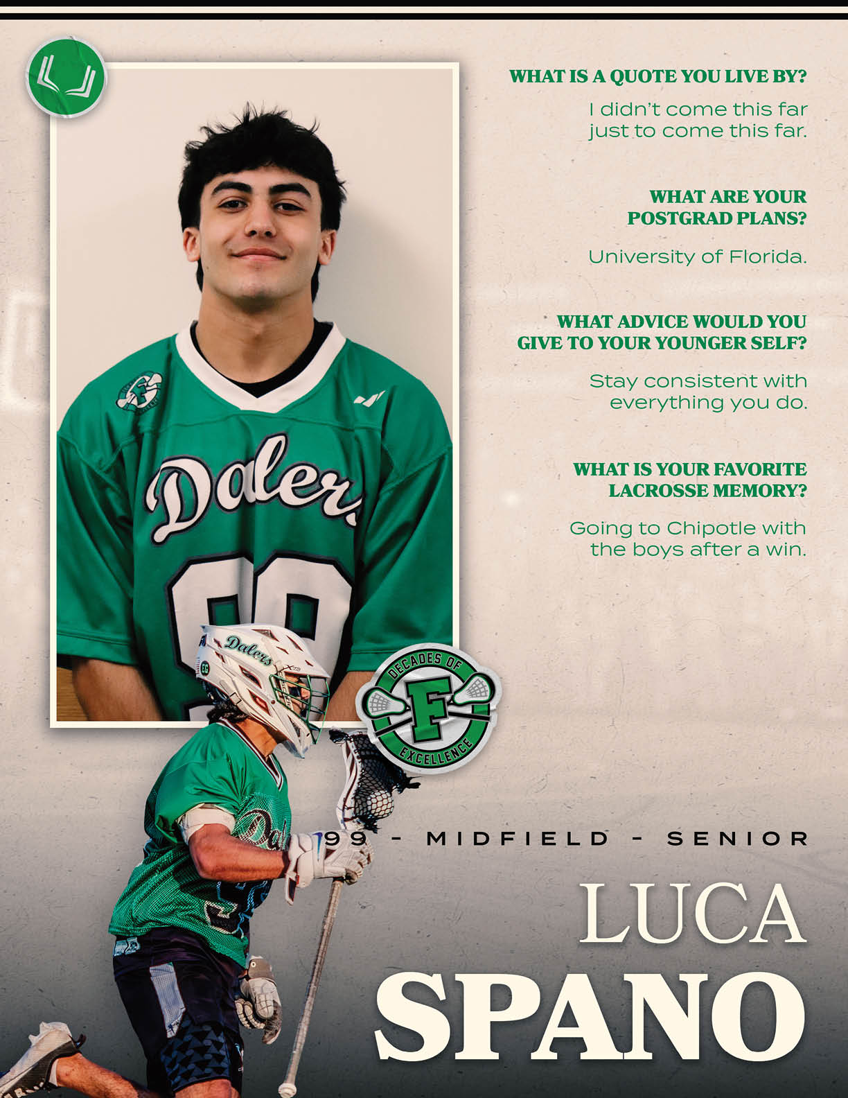 A young man wearing a green jersey with the number 68 on it. Description generated by AI