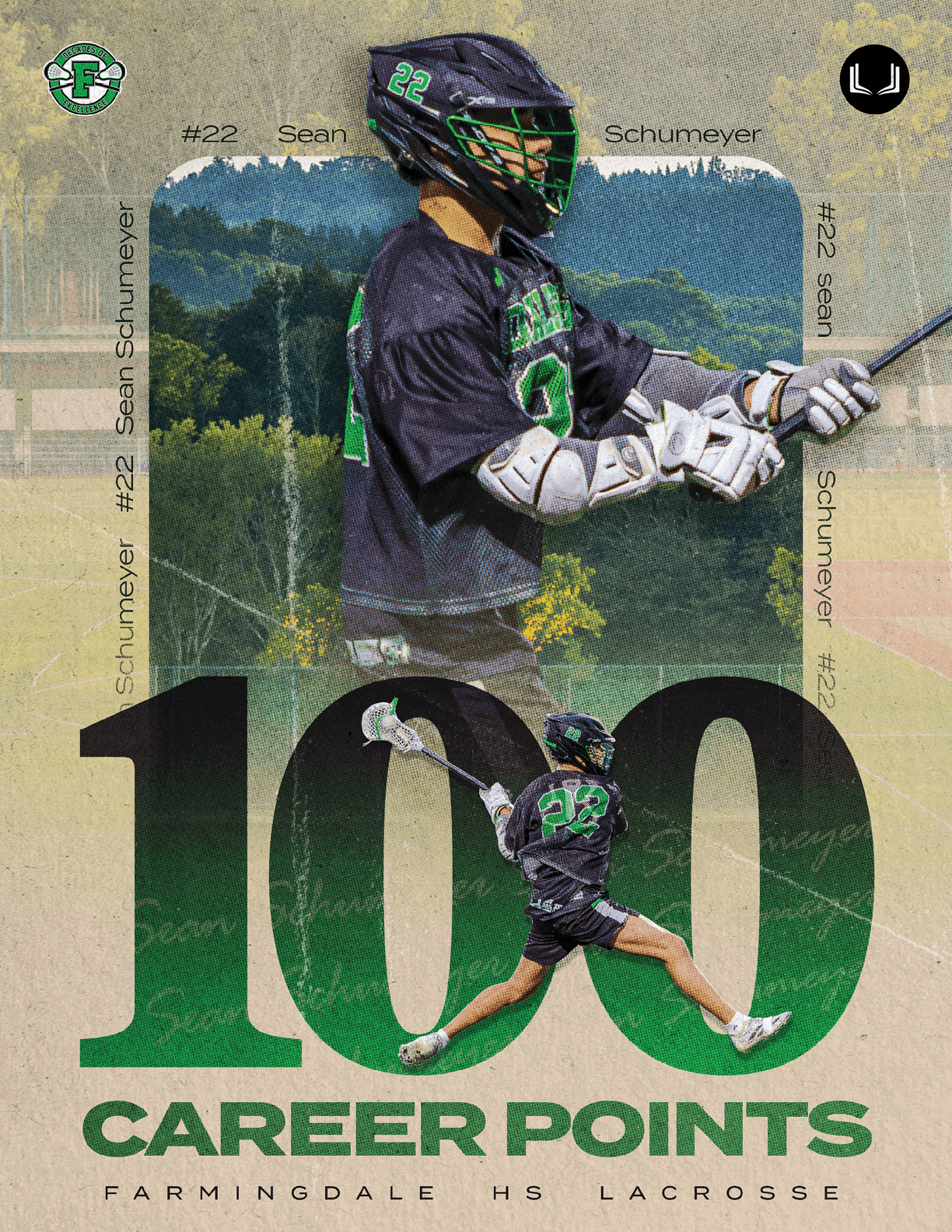 A poster for lacrosse player number 23. Description generated by AI