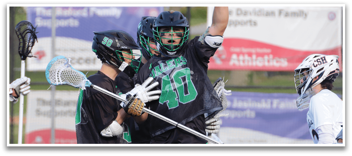 A group of people playing lacrosse. Description generated by AI