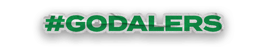 The image displays the hashtag #GODALERS in bold green letters with a subtle shadow effect. Description generated by AI