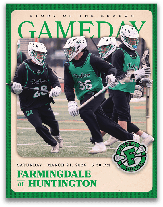 A green and white advertisement for a hockey game. Description generated by AI