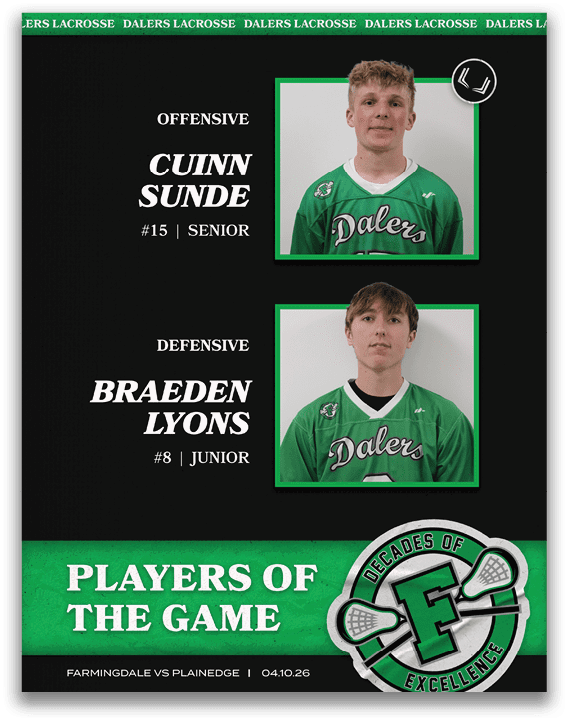 A poster with two pictures of lacrosse players. Description generated by AI