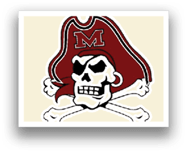 A pirate logo with a skull and crossbones. Description generated by AI