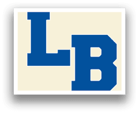 A blue and white letter L. Description generated by AI
