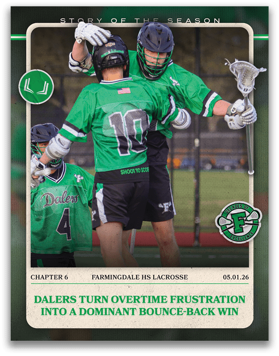 A green and white advertisement for a lacrosse team. Description generated by AI