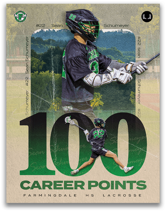 A poster of a lacrosse player with the number 23 on it. Description generated by AI