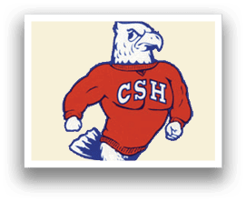 A red sweater with white letters that say CSH. Description generated by AI
