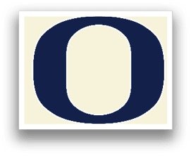 A blue and white letter O. Description generated by AI