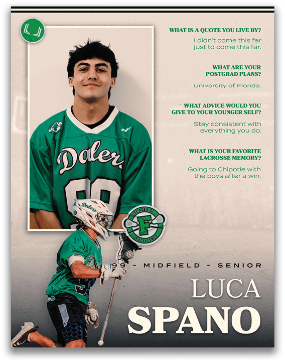 A green and white poster of two football players. Description generated by AI