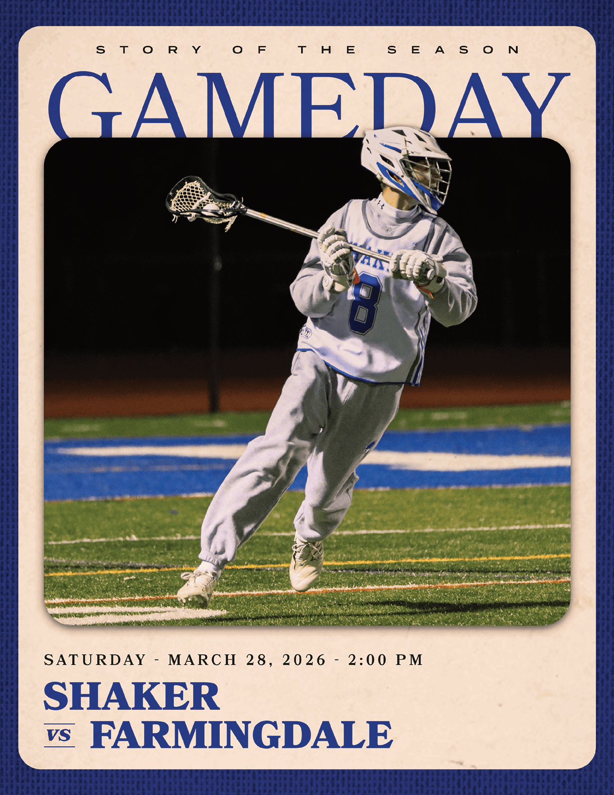 A man holding a lacrosse stick is featured in a photo. AI generated content