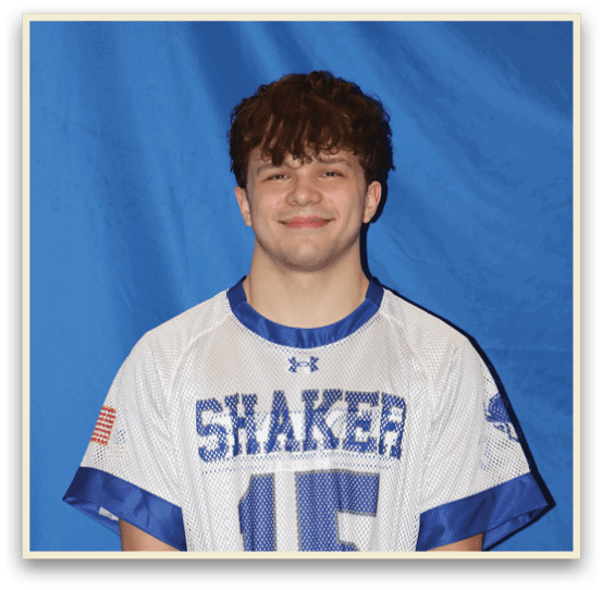 A young man wearing a blue and white football jersey with the number 15 on it. AI generated content