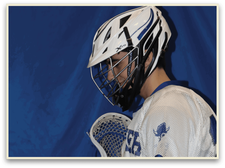 A person wearing a baseball uniform is lying on a blue surface. AI generated content