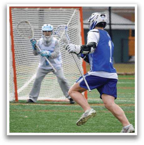 Two people playing a game of lacrosse. AI generated content
