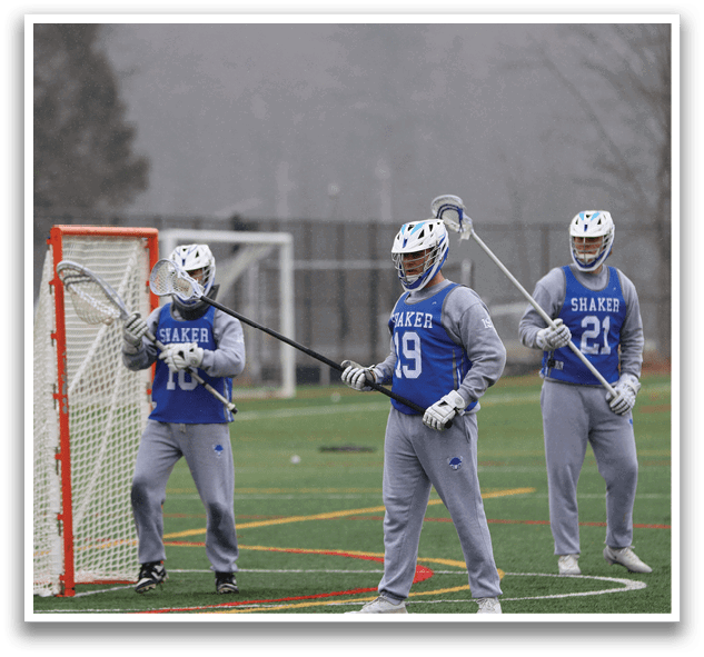 Three men wearing hockey uniforms stand on a field, holding their hockey sticks. AI generated content