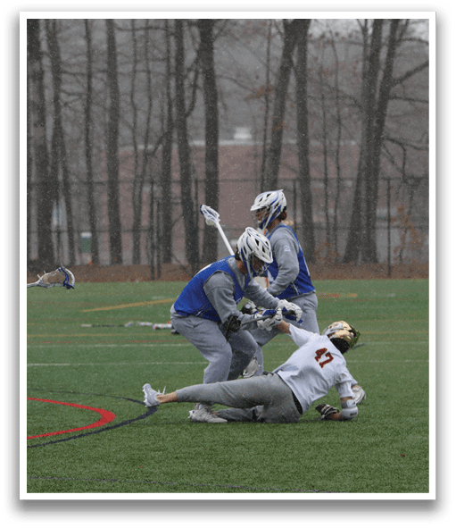 A group of men playing a game of lacrosse on a field. AI generated content