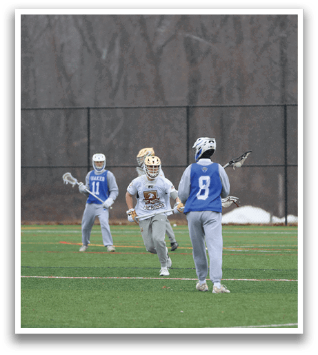 A group of men playing a game of lacrosse on a field. AI generated content
