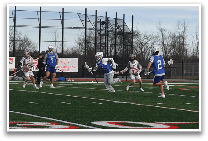 A group of men playing a game of lacrosse on a field. AI generated content