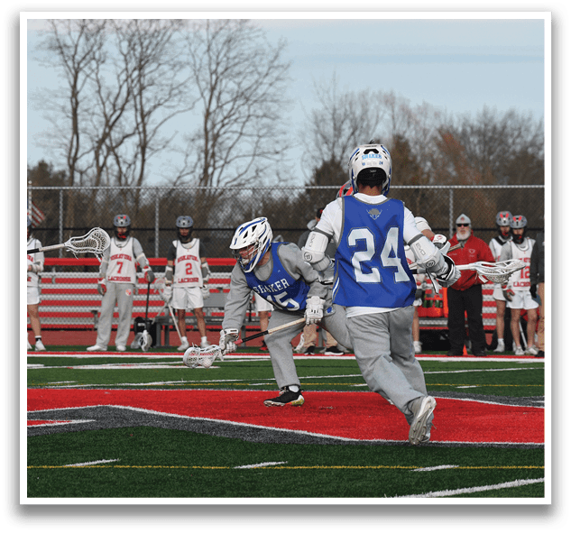 A group of people playing a game of lacrosse on a field. AI generated content