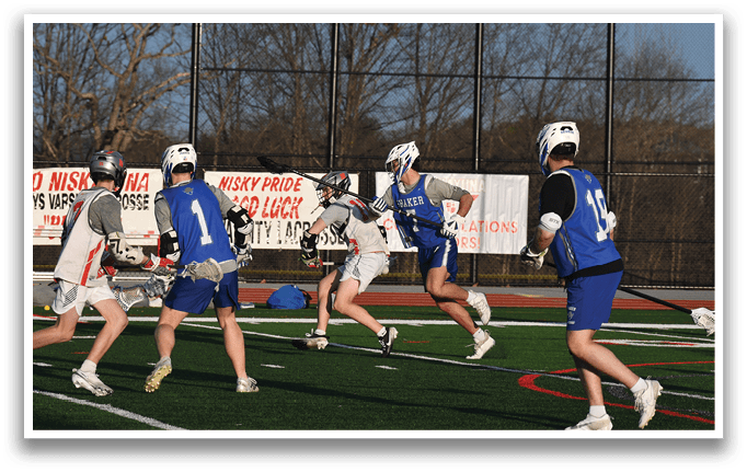 A group of men playing a game of lacrosse on a field. AI generated content