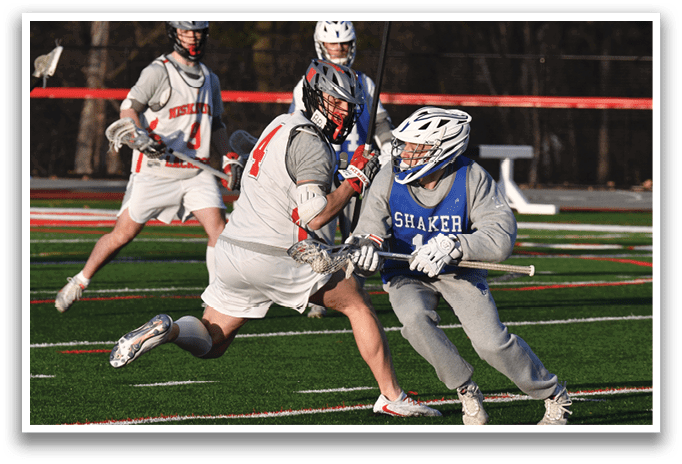 A group of people playing lacrosse on a field. AI generated content