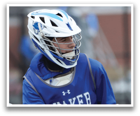 A man wearing a blue and white shirt and holding a baseball bat. AI generated content