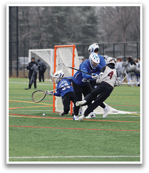 A group of people playing a game of lacrosse on a field. AI generated content