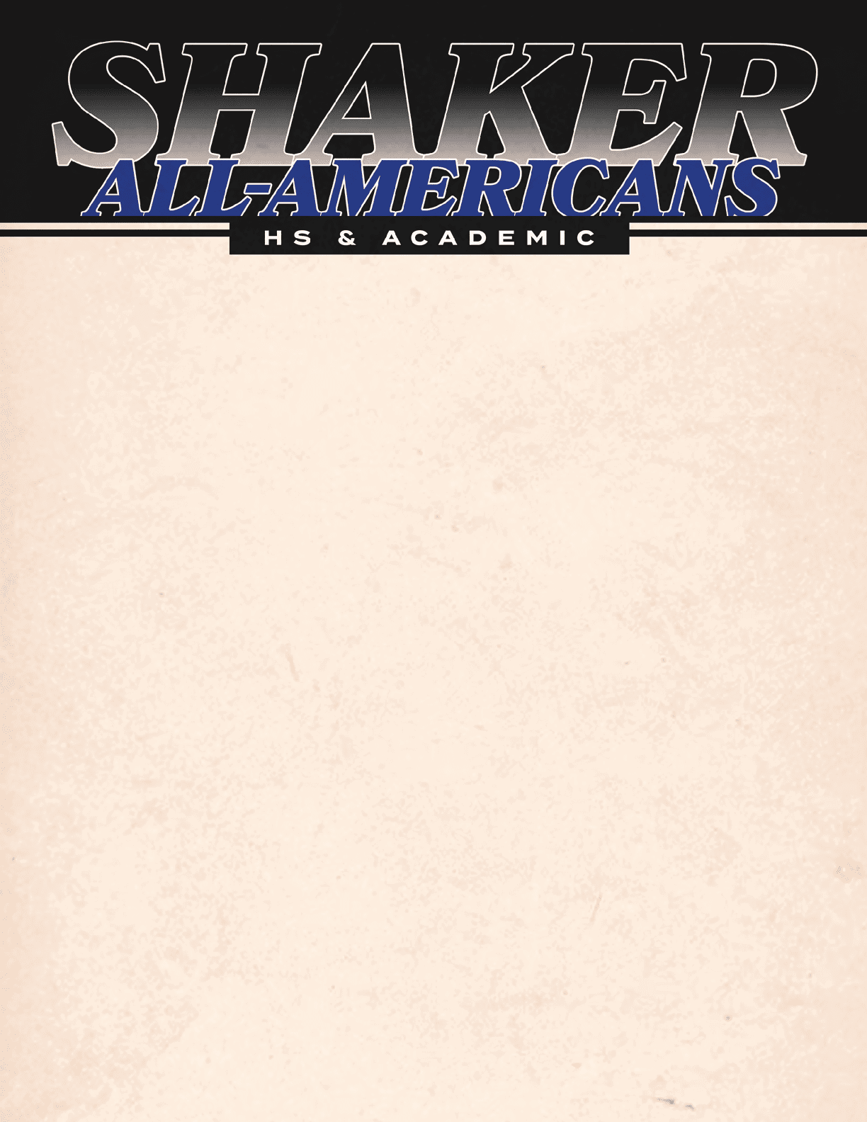 A blank sheet of paper with the words “Shaker All-Americans" written at the top. AI generated content