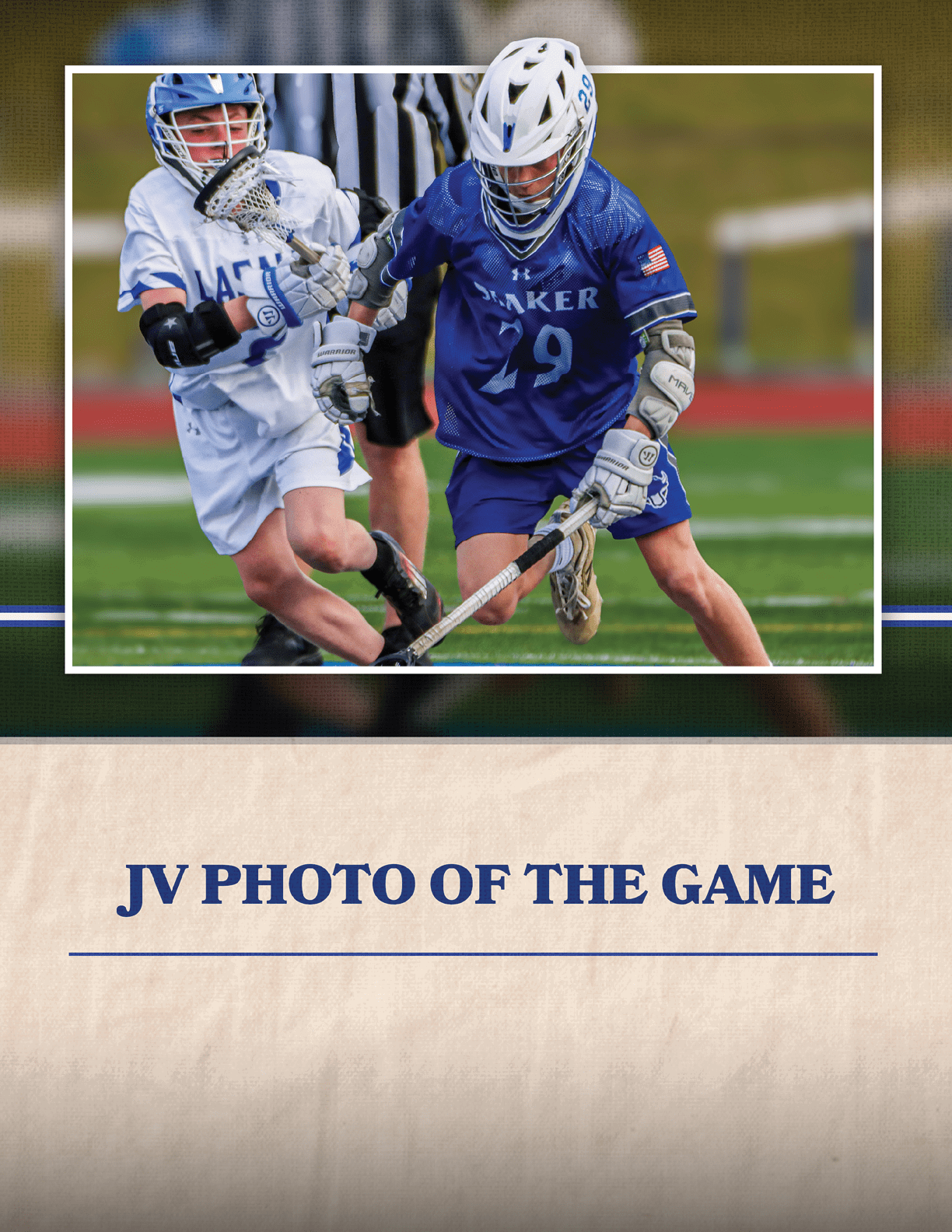 Two young men playing a game of lacrosse. AI generated content