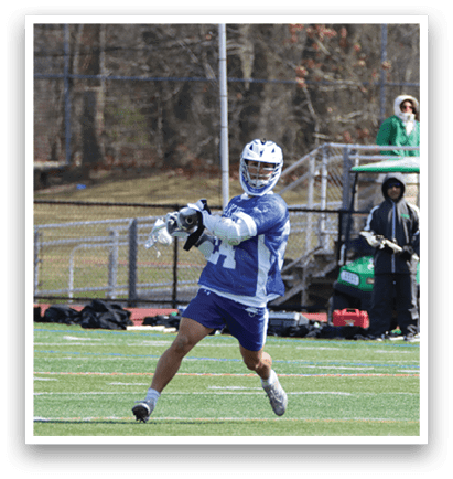 A man in a blue and white uniform is holding a baseball bat and preparing to swing at a ball. AI generated content