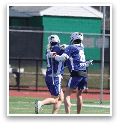Two men are playing a game of lacrosse on a field. AI generated content