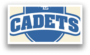 A blue and white logo for Cadets. AI generated content