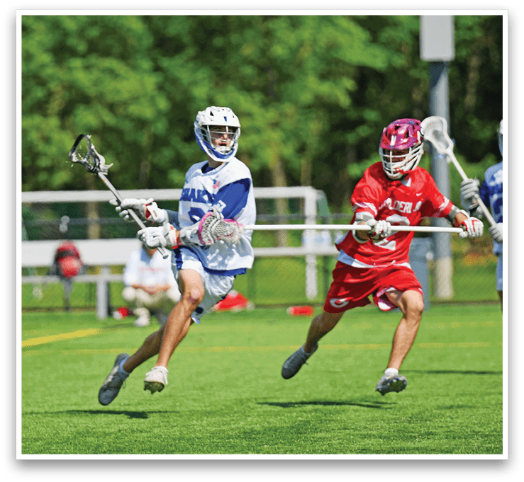 A man wearing a red jersey is running on a field. Description generated by AI