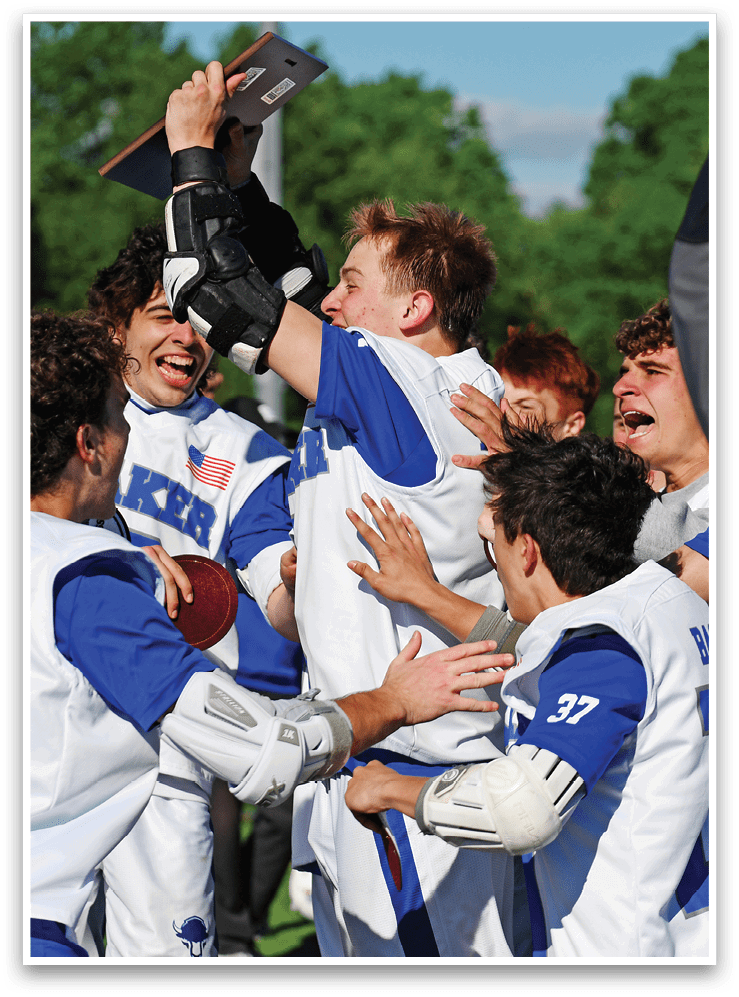 A group of people celebrating a victory. Description generated by AI