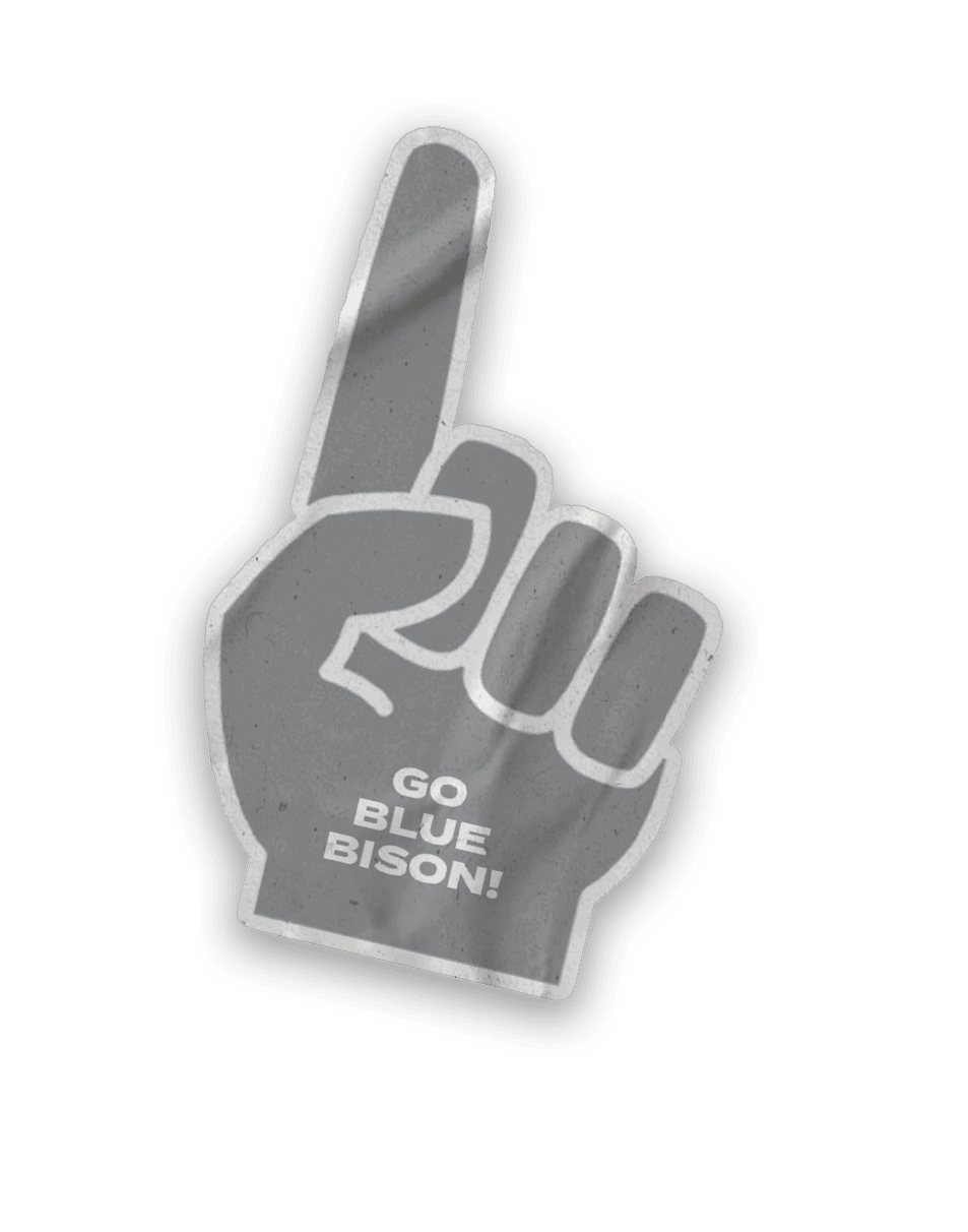 A collection of stickers with various designs, including a bison, a hockey stick, a football, and a hand. AI generated content