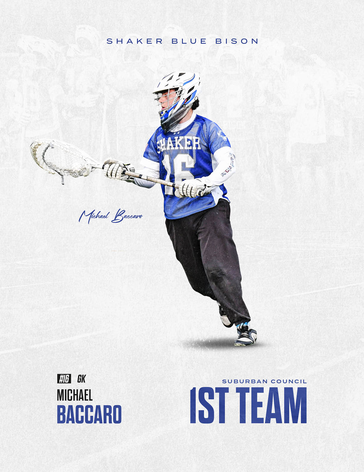 A man wearing a blue and white uniform with the number 17 on it. Description generated by AI