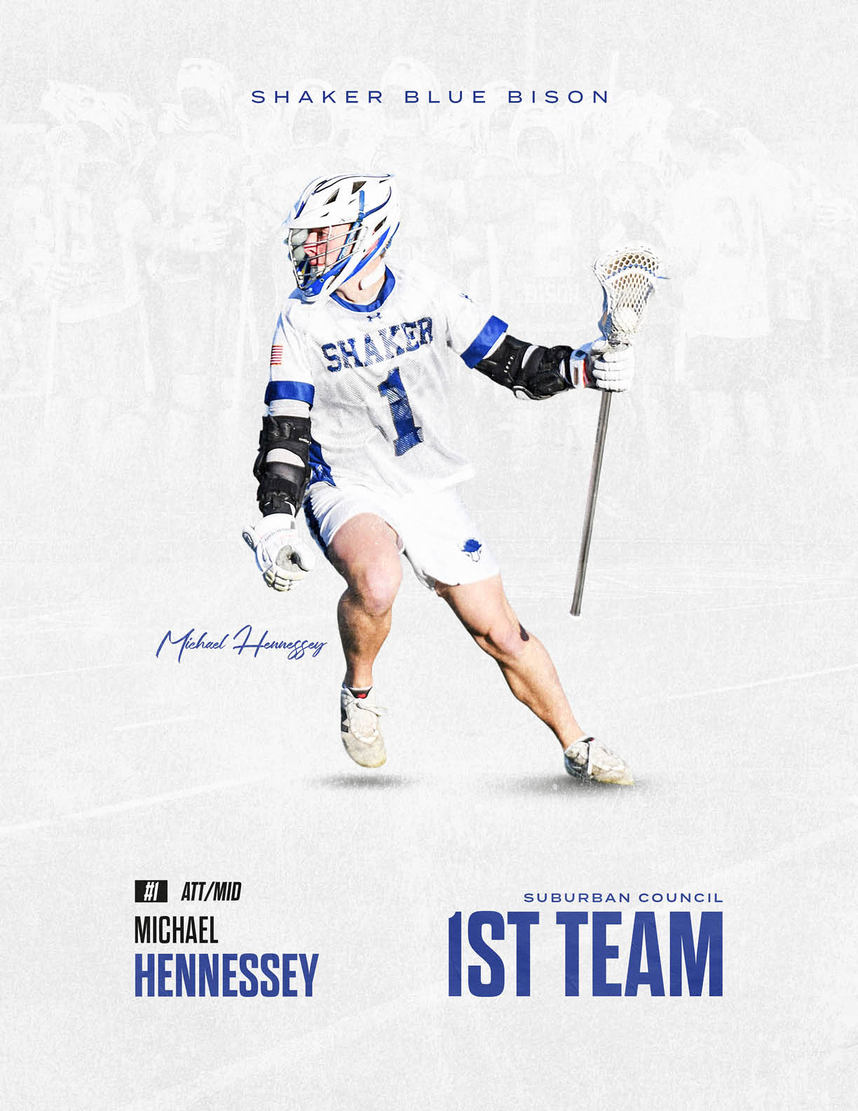 A man wearing a white and blue uniform with the number 7 on it. Description generated by AI