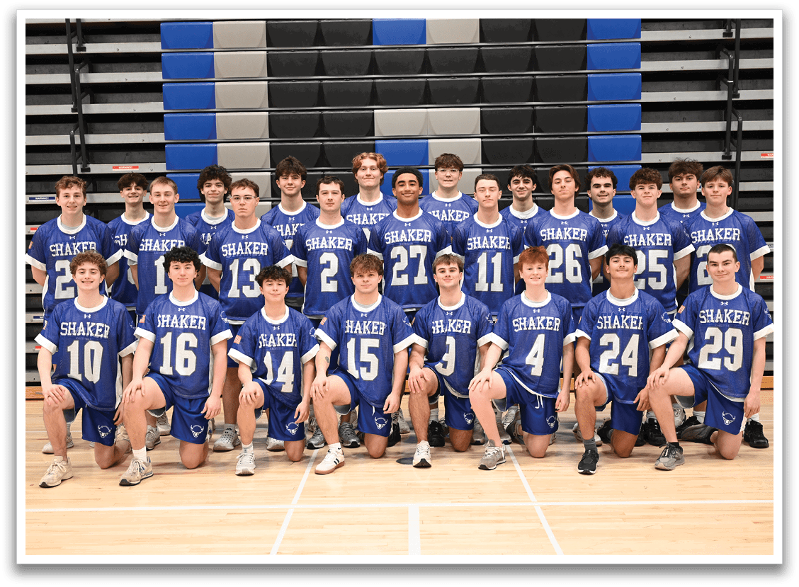 A group of young men wearing blue and white uniforms pose for a team photo. AI generated content