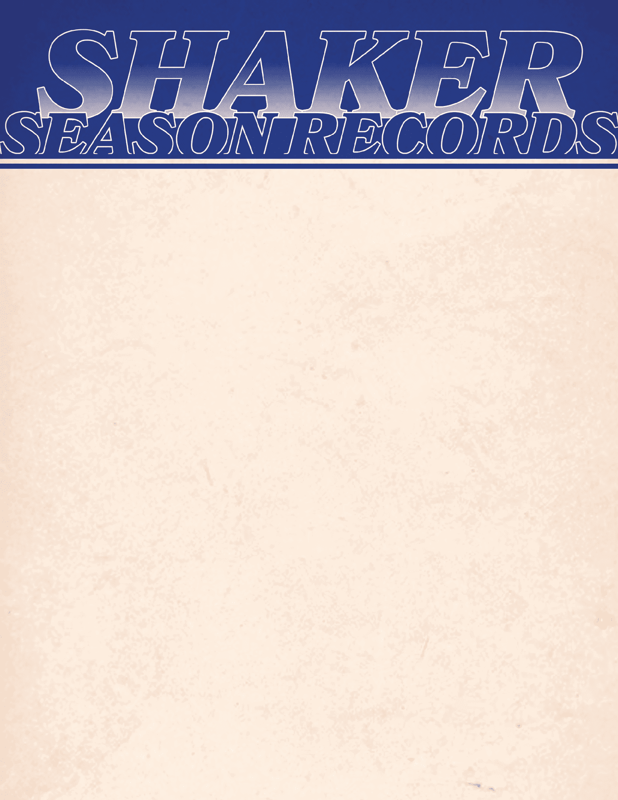 A blank sheet of paper with the words “Shaker Season Records" written on it. AI generated content