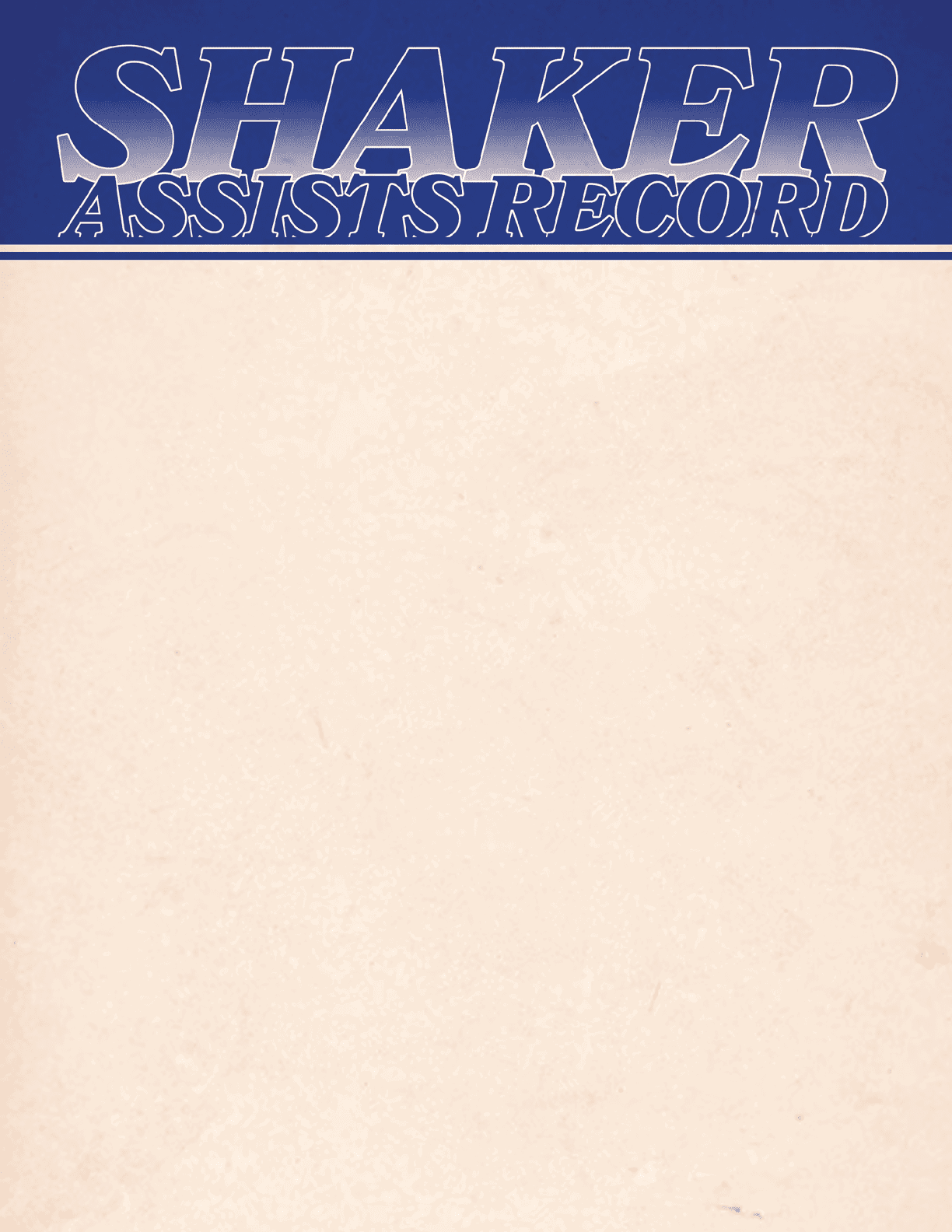 A white piece of paper with blue writing that says “Shaker Assistants Record" on it. AI generated content