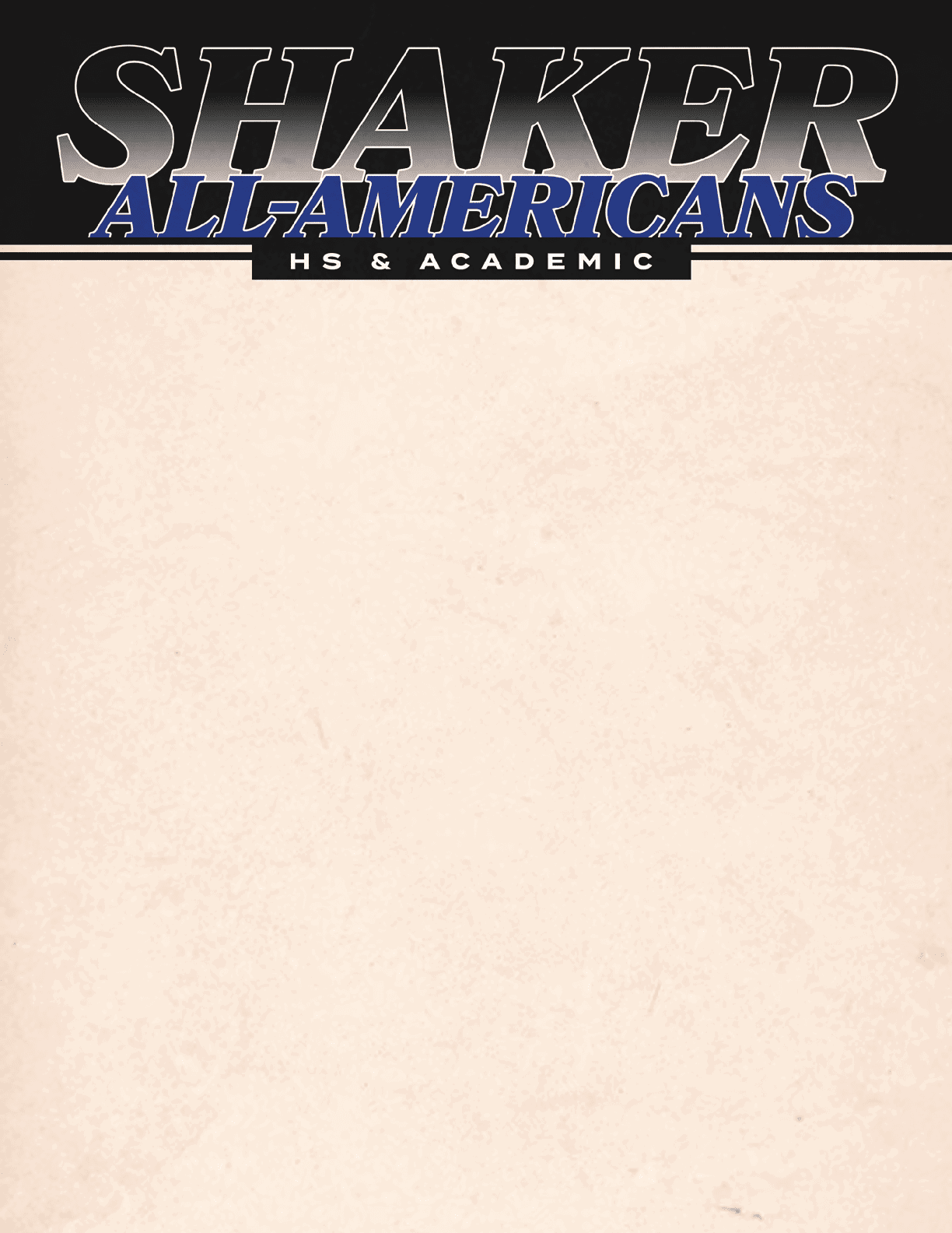 A blank sheet of paper with the words “Shaker All-Americans" written at the top. AI generated content