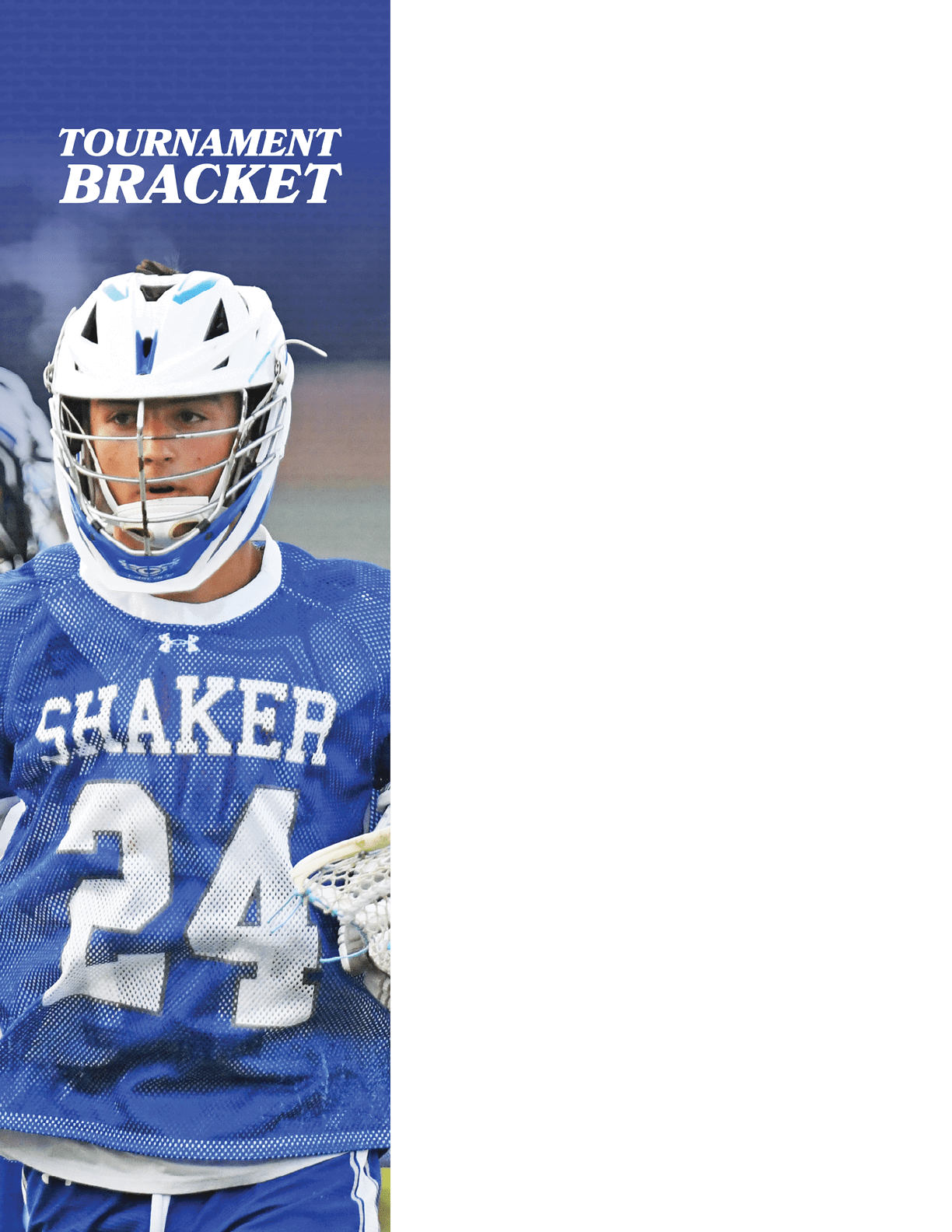 A lacrosse player with the number 12 on his jersey. Description generated by AI