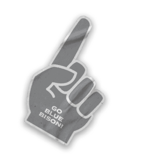 A collection of stickers with various designs, including a bison, a hockey stick, a football, and a hand. AI generated content